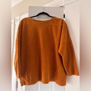 Fleece Orange Mid-Sleeve Shirt